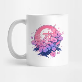 Retro Style Cherry Blossom Design v2.0 - Vintage Floral Art Mug